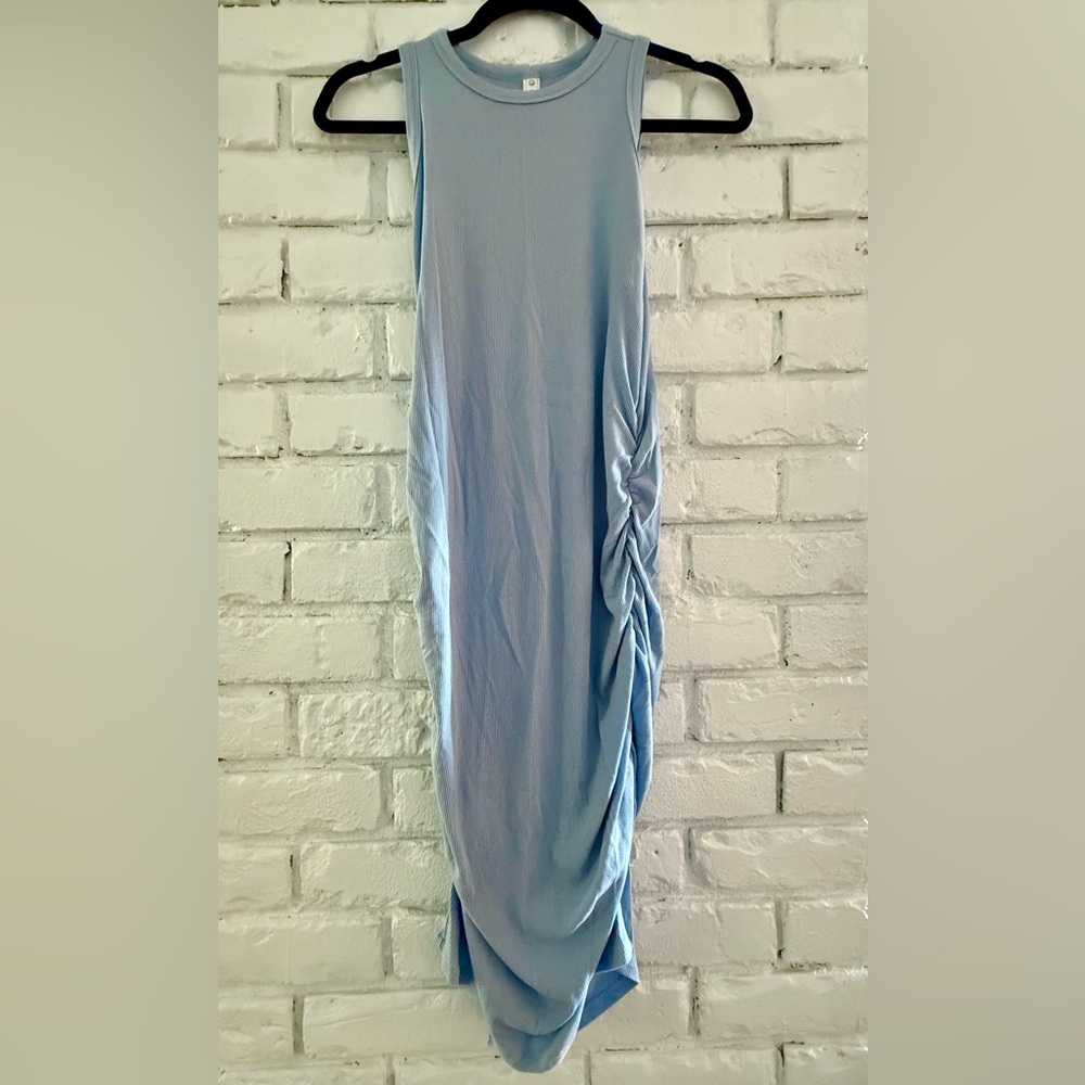 Light Blue Ruched Side Dress